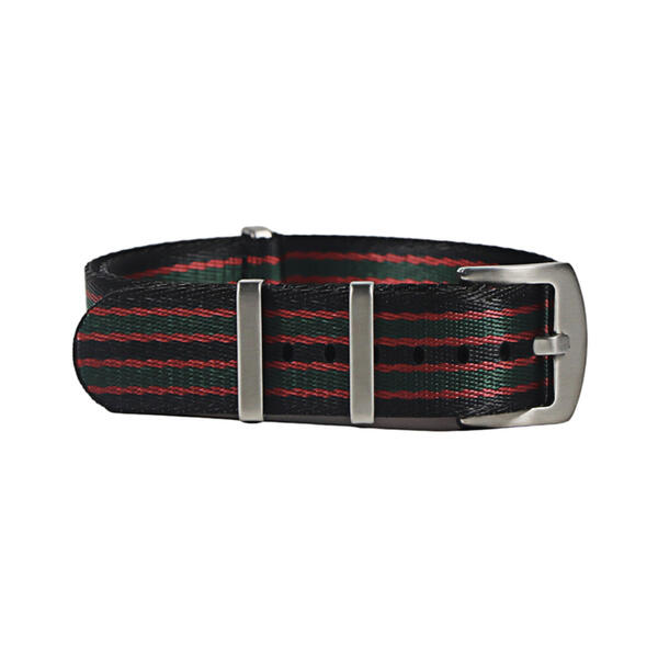 Time Zero Watch Straps Richmond Hill Black Green and Red Ballistic Nylon NATO Strap Band 007 Goldfinger James Bond 1964