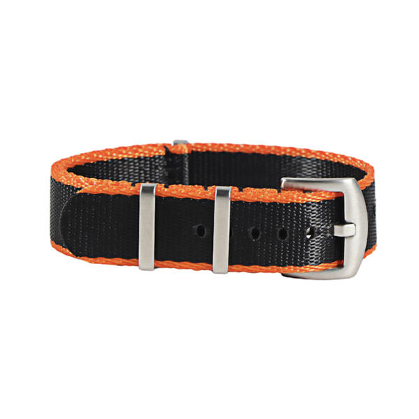 Time Zero Watch Straps Richmond Hill Black and Orange Ballistic Nylon NATO Strap Band