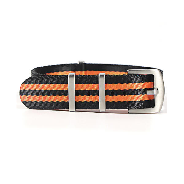 Time Zero Watch Straps Richmond Hill Black and Orange Ballistic Nylon NATO Strap Band
