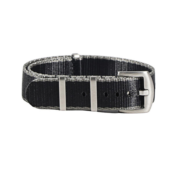 Time Zero Watch Straps Richmond Hill Black and Grey Ballistic Nylon NATO Strap Band