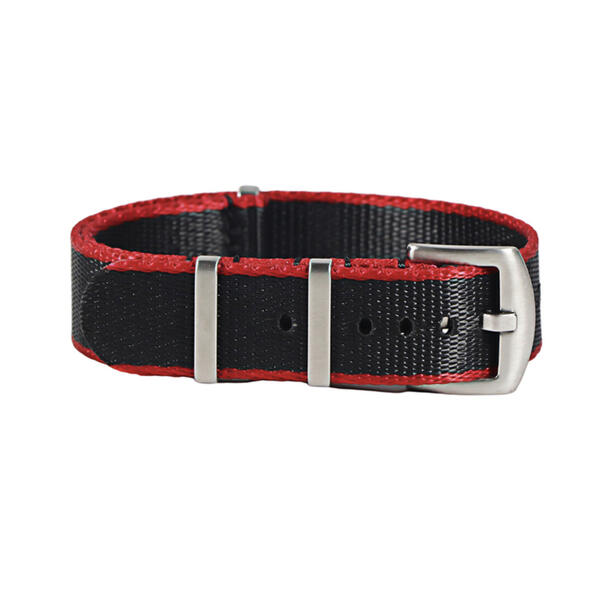 Time Zero Watch Straps Richmond Hill Black and Red Ballistic Nylon NATO Strap Band