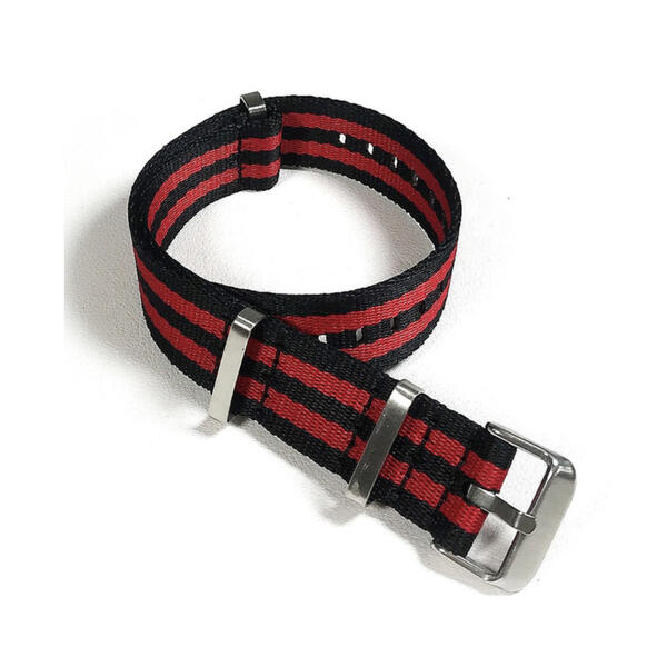 Time Zero Watch Straps Richmond Hill Black and Red Jaquard Nylon NATO Strap Band