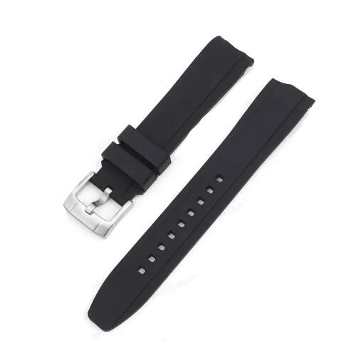 Time Zero Watch Straps Richmond Hill Black Fitted Curved Rubber Strap Band