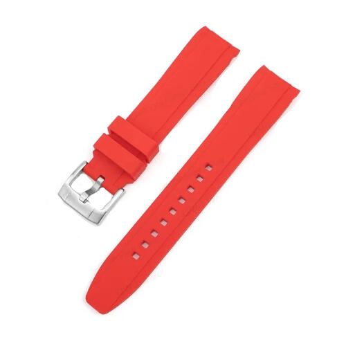 Time Zero Watch Straps Richmond Hill Red Fitted Curved Rubber Strap Band