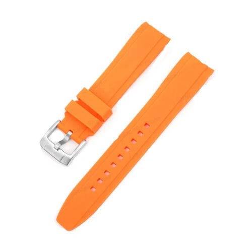 Time Zero Watch Straps Richmond Hill Orange Fitted Curved Rubber Strap Band