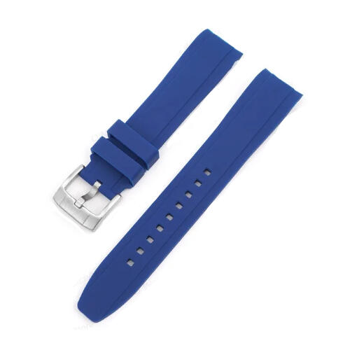 Time Zero Watch Straps Richmond Hill Blue Fitted Curved Rubber Strap Band