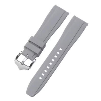 Time Zero Watch Straps Richmond Hill Grey Fitted Curved Rubber Strap Band