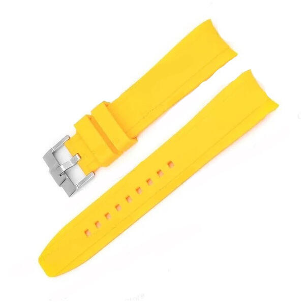 Time Zero Watch Straps Richmond Hill Yellow Fitted Curved Rubber Strap Band