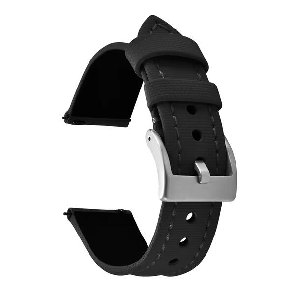 Time Zero Watch Straps Richmond Hill Black Sailcloth Strap Band