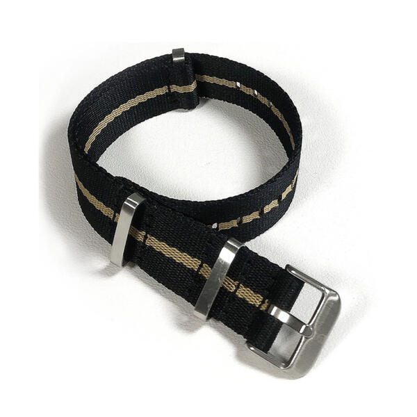 Time Zero Watch Straps Richmond Hill Black and Gold Jaquard Nylon NATO Strap Band