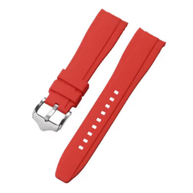 Time Zero Watch Straps Richmond Hill Red Fitted Curved Rubber Strap Band
