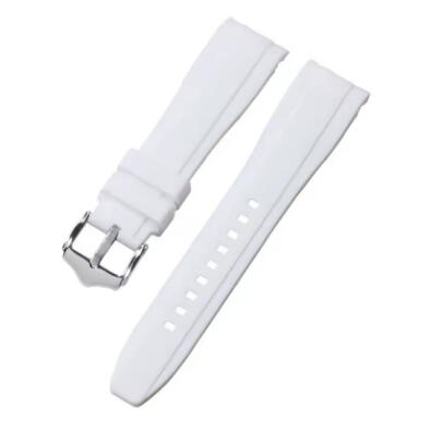 Time Zero Watch Straps Richmond Hill White Fitted Curved Rubber Strap Band