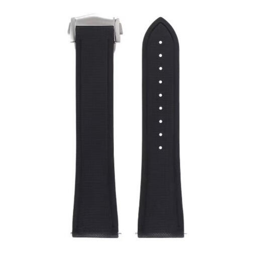 Time Zero Watch Straps Richmond Hill Black Loopless Hydroflex Flexcore Sailcloth Strap Band